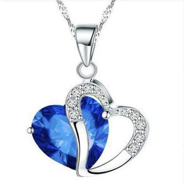 1 PC 7 Colors Top Fashion Class Women Girls Lady Heart Crystal pendentif amethyste Maxi Statement Pendant Necklace NEW Jewelry