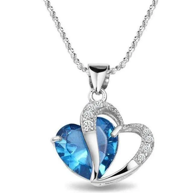 1 PC 7 Colors Top Fashion Class Women Girls Lady Heart Crystal pendentif amethyste Maxi Statement Pendant Necklace NEW Jewelry