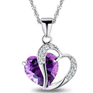 1 PC 7 Colors Top Fashion Class Women Girls Lady Heart Crystal pendentif amethyste Maxi Statement Pendant Necklace NEW Jewelry