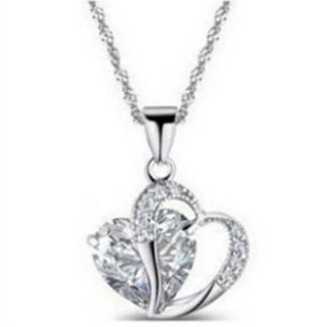 1 PC 7 Colors Top Fashion Class Women Girls Lady Heart Crystal pendentif amethyste Maxi Statement Pendant Necklace NEW Jewelry