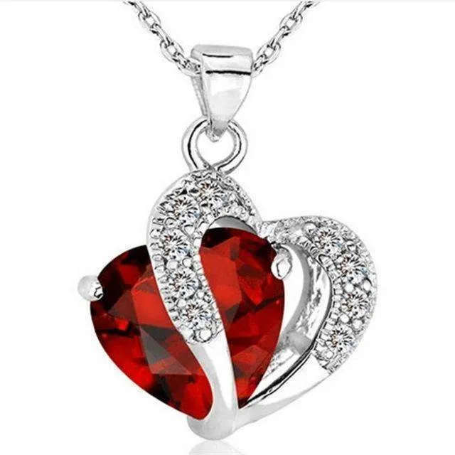1 PC 7 Colors Top Fashion Class Women Girls Lady Heart Crystal pendentif amethyste Maxi Statement Pendant Necklace NEW Jewelry