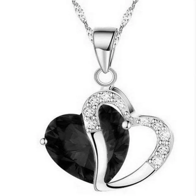 1 PC 7 Colors Top Fashion Class Women Girls Lady Heart Crystal pendentif amethyste Maxi Statement Pendant Necklace NEW Jewelry