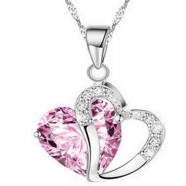 1 PC 7 Colors Top Fashion Class Women Girls Lady Heart Crystal pendentif amethyste Maxi Statement Pendant Necklace NEW Jewelry