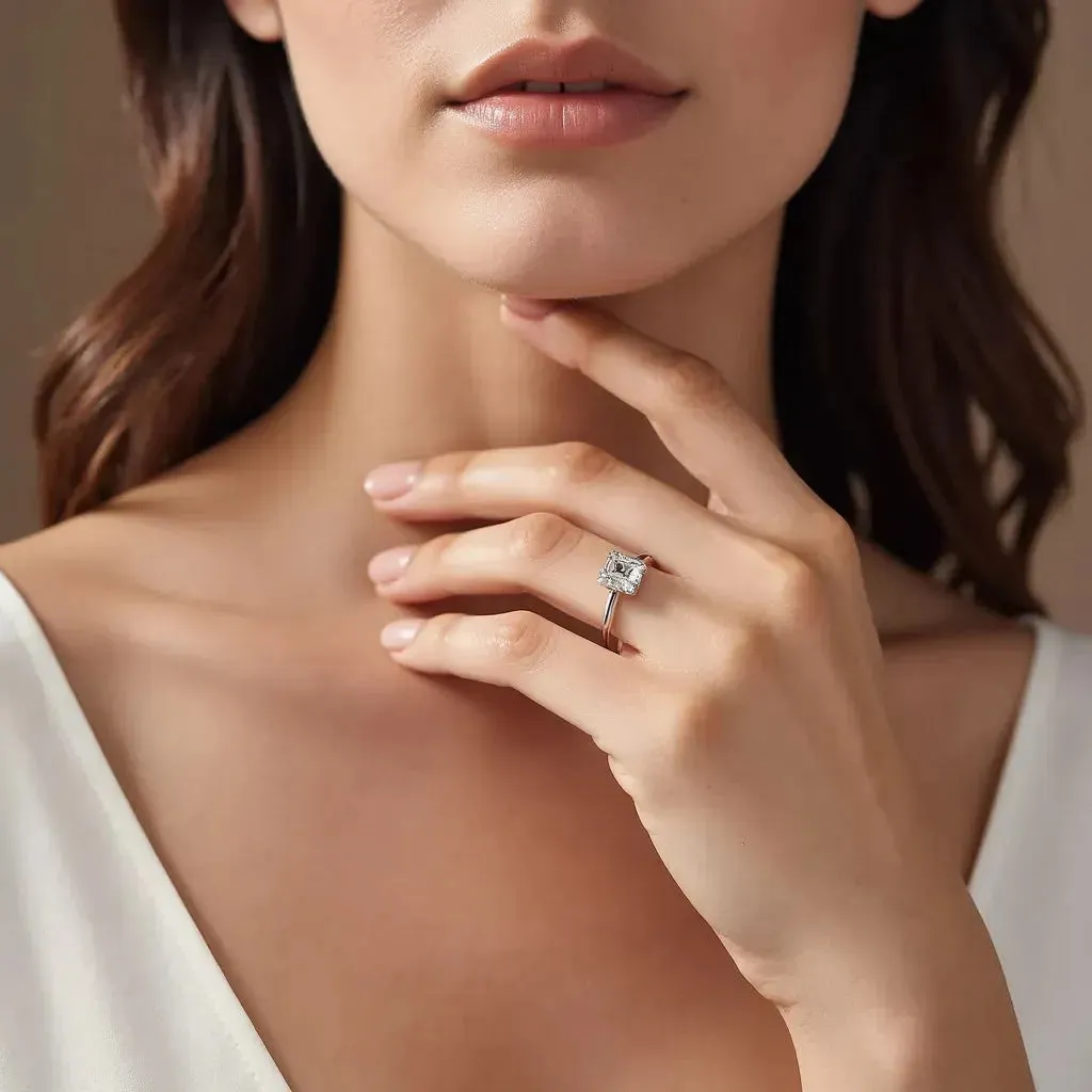 1.00 Carat Emerald Cut Diamond Engagement Ring