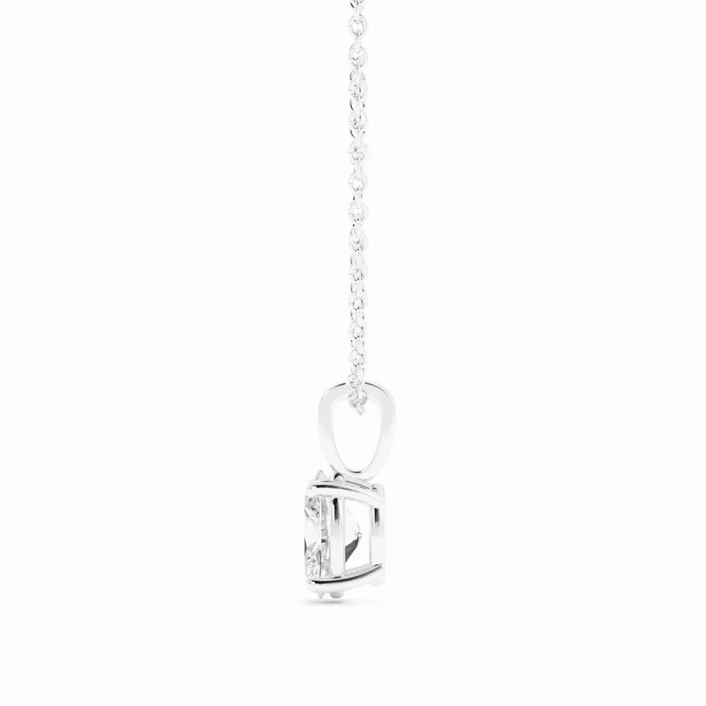 1.0ct Moissanite Solitaire Oval 10K White Gold Necklace
