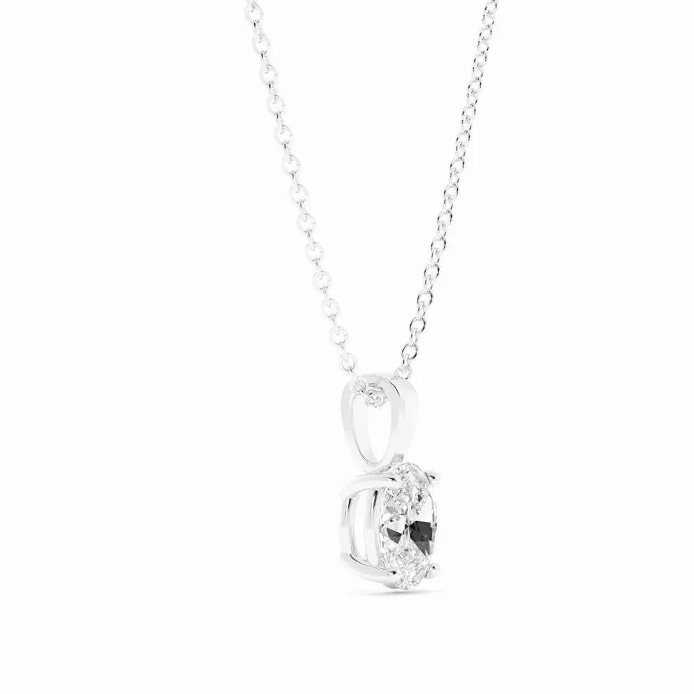 1.0ct Moissanite Solitaire Oval 10K White Gold Necklace
