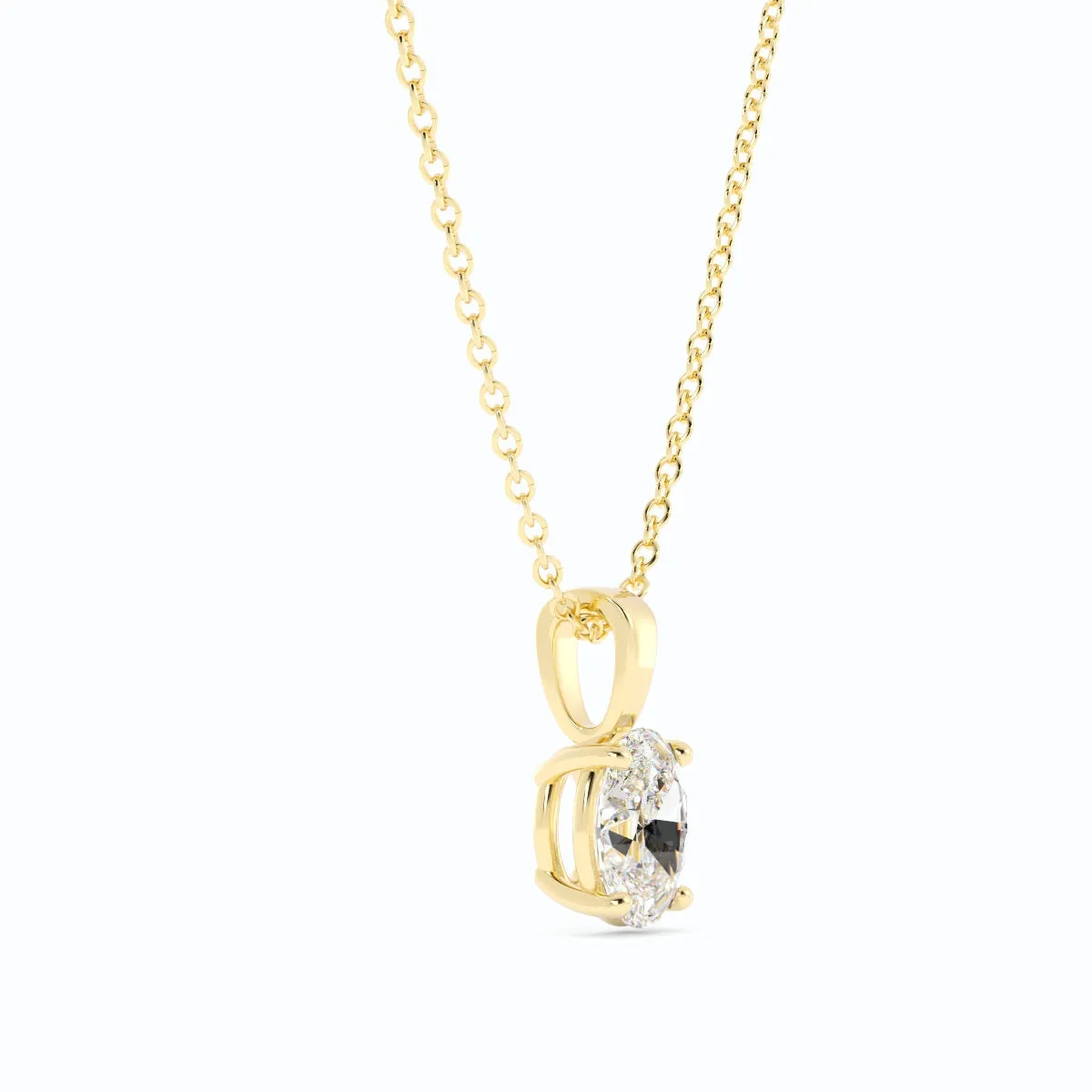 1.0ct Moissanite Solitaire Oval 10K Yellow Gold Necklace