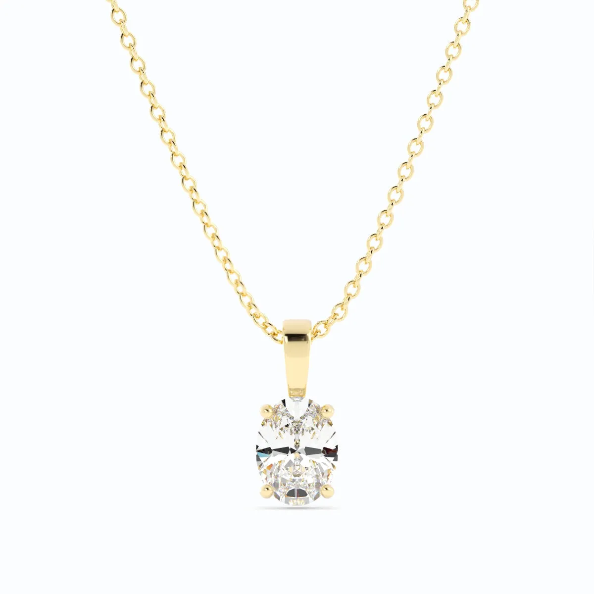 1.0ct Moissanite Solitaire Oval 10K Yellow Gold Necklace