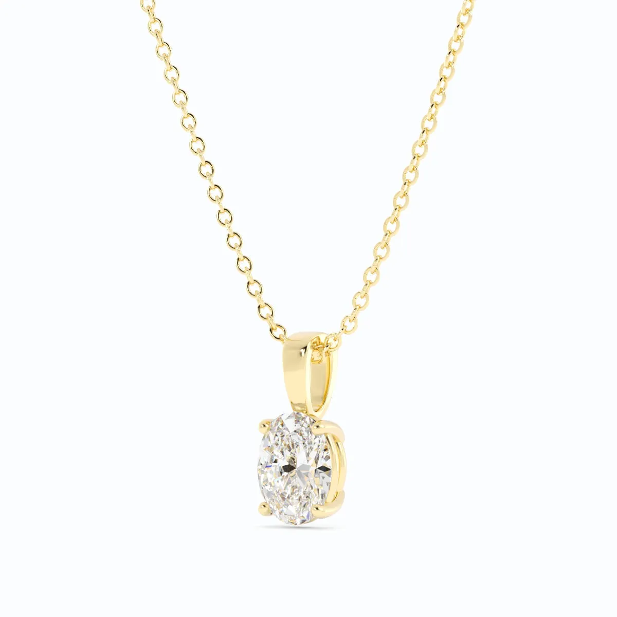 1.0ct Moissanite Solitaire Oval 10K Yellow Gold Necklace