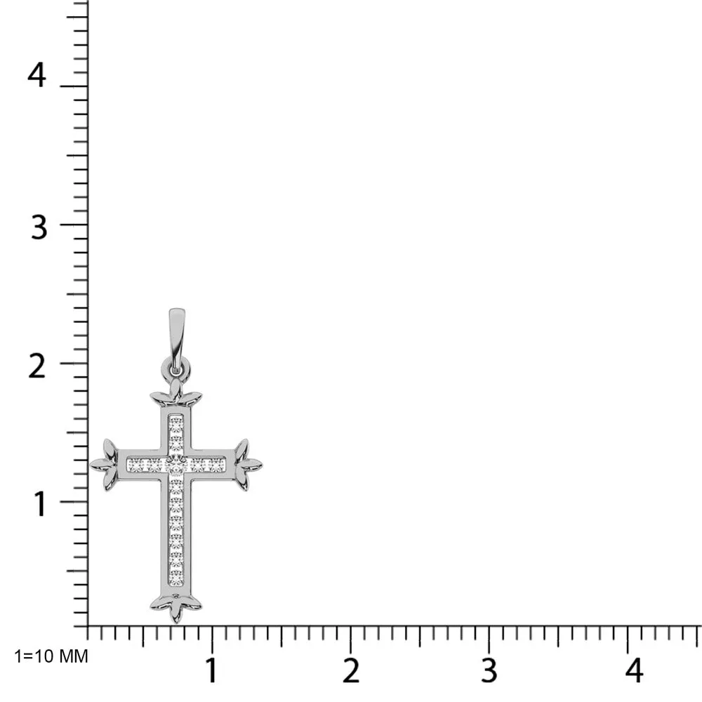 10K White Gold 1/8 Ct.Tw.Diamond Cross Pendant ( Color G-H, Clarity I2 )