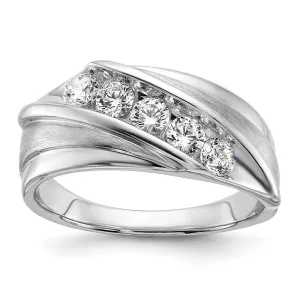 10k White Gold Lab Grown Diamond 5-Stone Band Ring 3/4Ct Clarity- VS Color- G-H