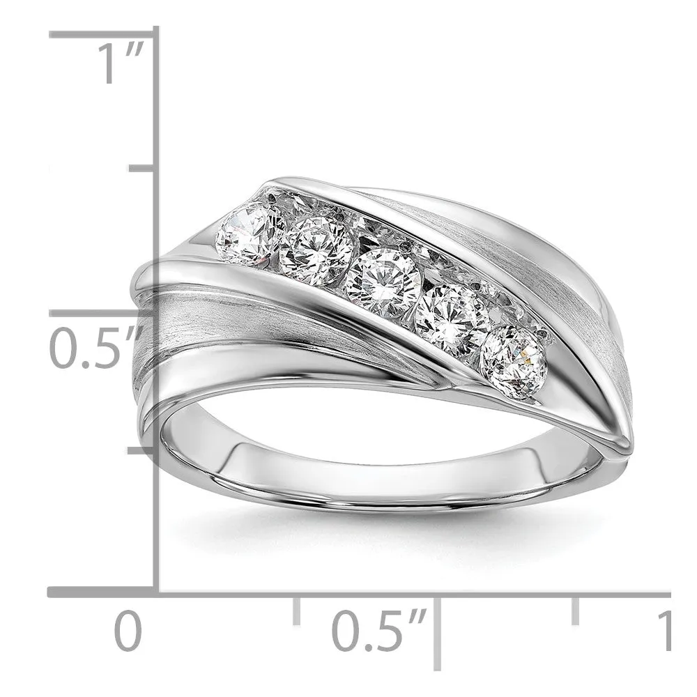 10k White Gold Lab Grown Diamond 5-Stone Band Ring 3/4Ct Clarity- VS Color- G-H