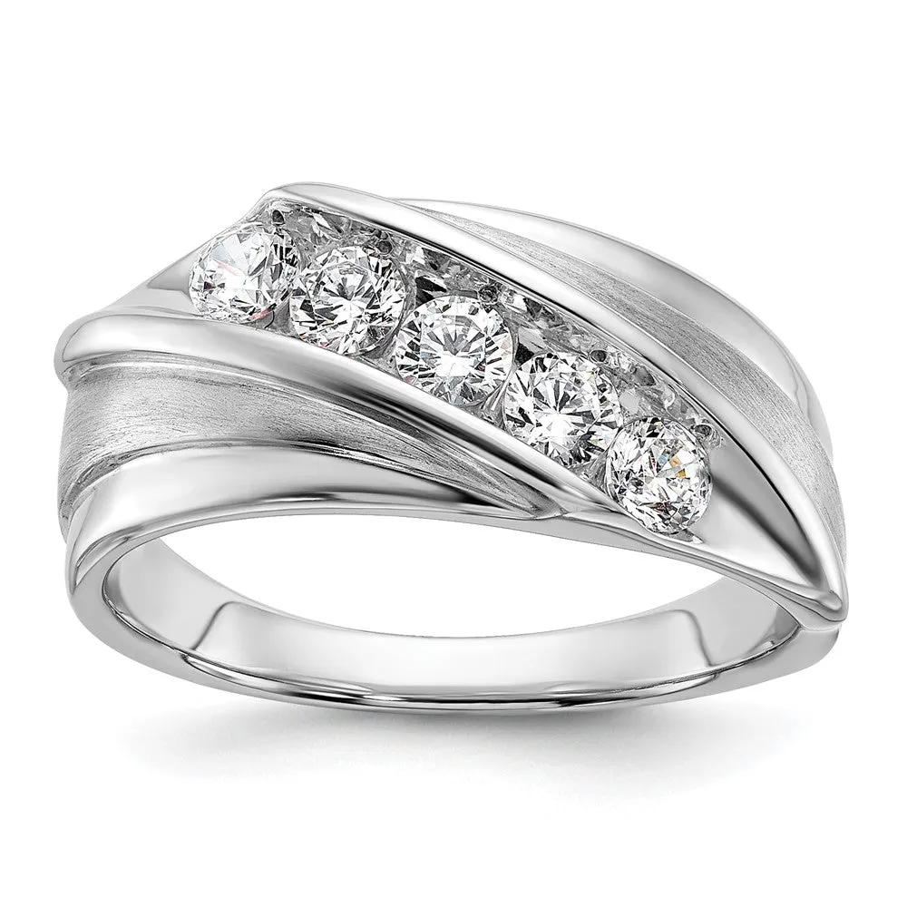10k White Gold Lab Grown Diamond 5-Stone Band Ring 3/4Ct Clarity- VS Color- G-H