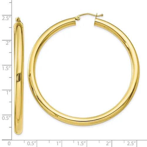 10K Yellow Gold Classic Round Hoop Earrings 56mmx4mm