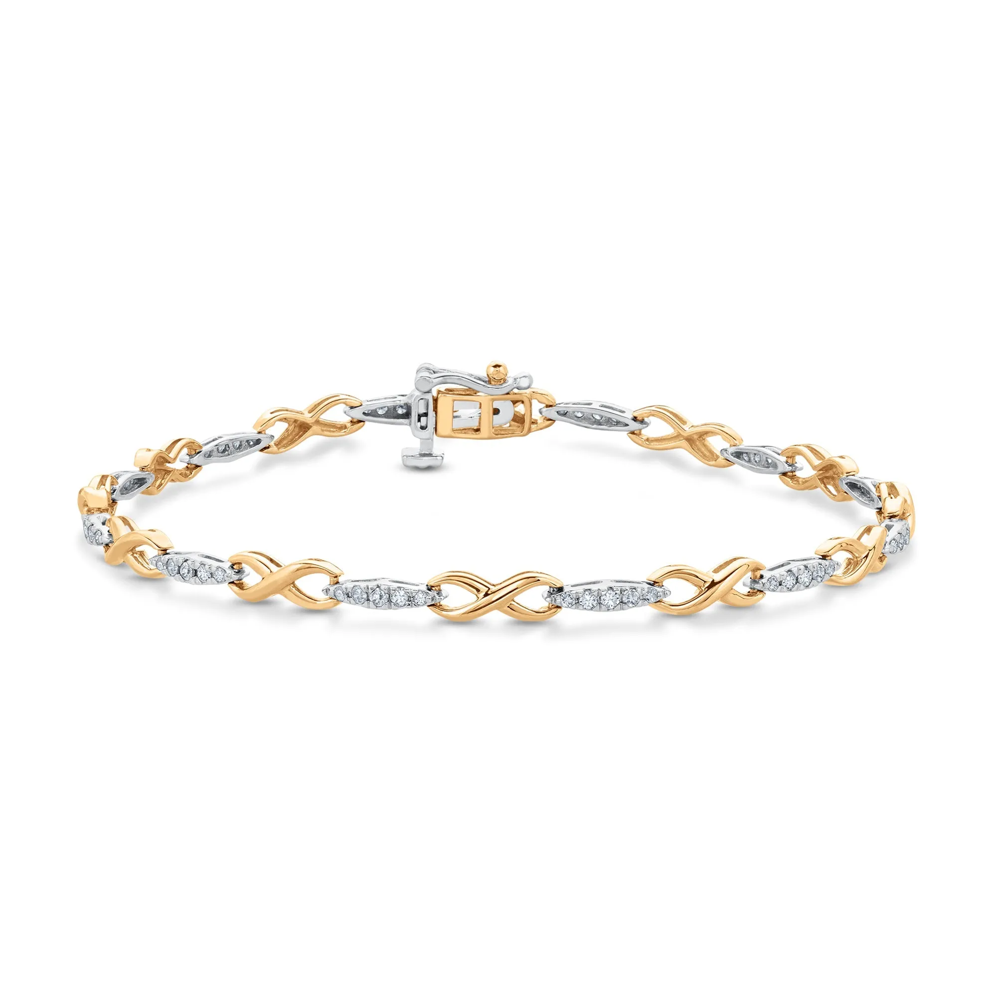 1/2ctw Diamond Two-Tone Infinity Link Bracelet