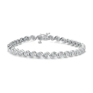 1/4ctw Diamond Sterling Silver Swirl Link Bracelet