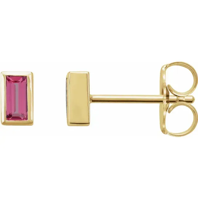 14K Gold 0.28 CTW Natural Pink Tourmaline Bezel-Set Earrings