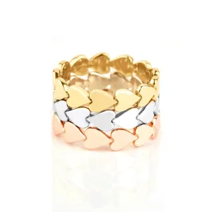 14k Gold Heart Band Set