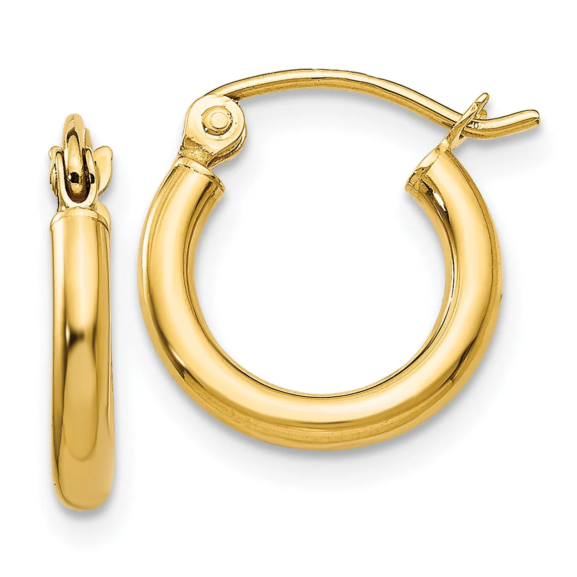 14k Polished 2x12mm Lightweight Tube Hoop Earrings