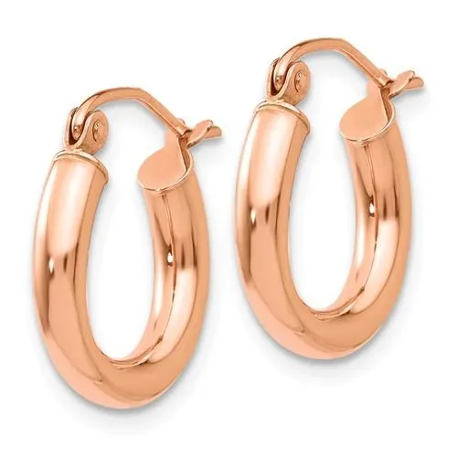 14K Rose Gold 16mm x 3mm Classic Round Hoop Earrings