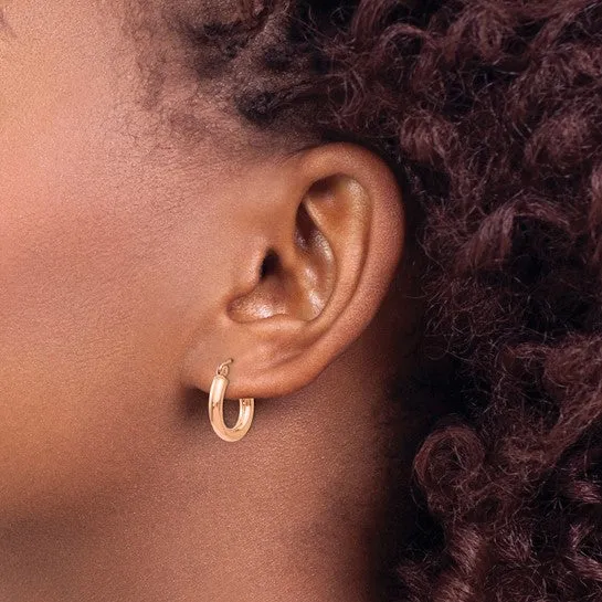 14K Rose Gold 16mm x 3mm Classic Round Hoop Earrings