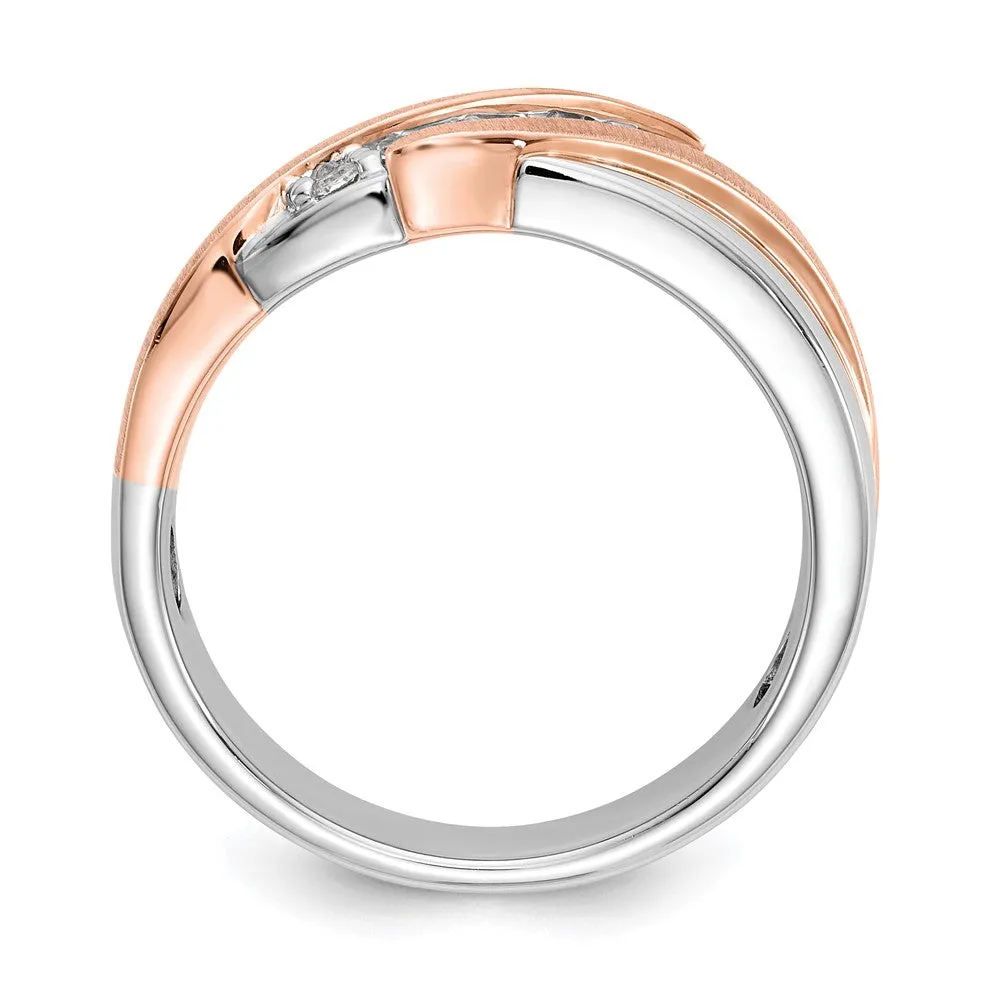 14k Two-tone Lab Grown Diamond Wedding Band Ring 0.33Ct Clarity- VS Color- D-E