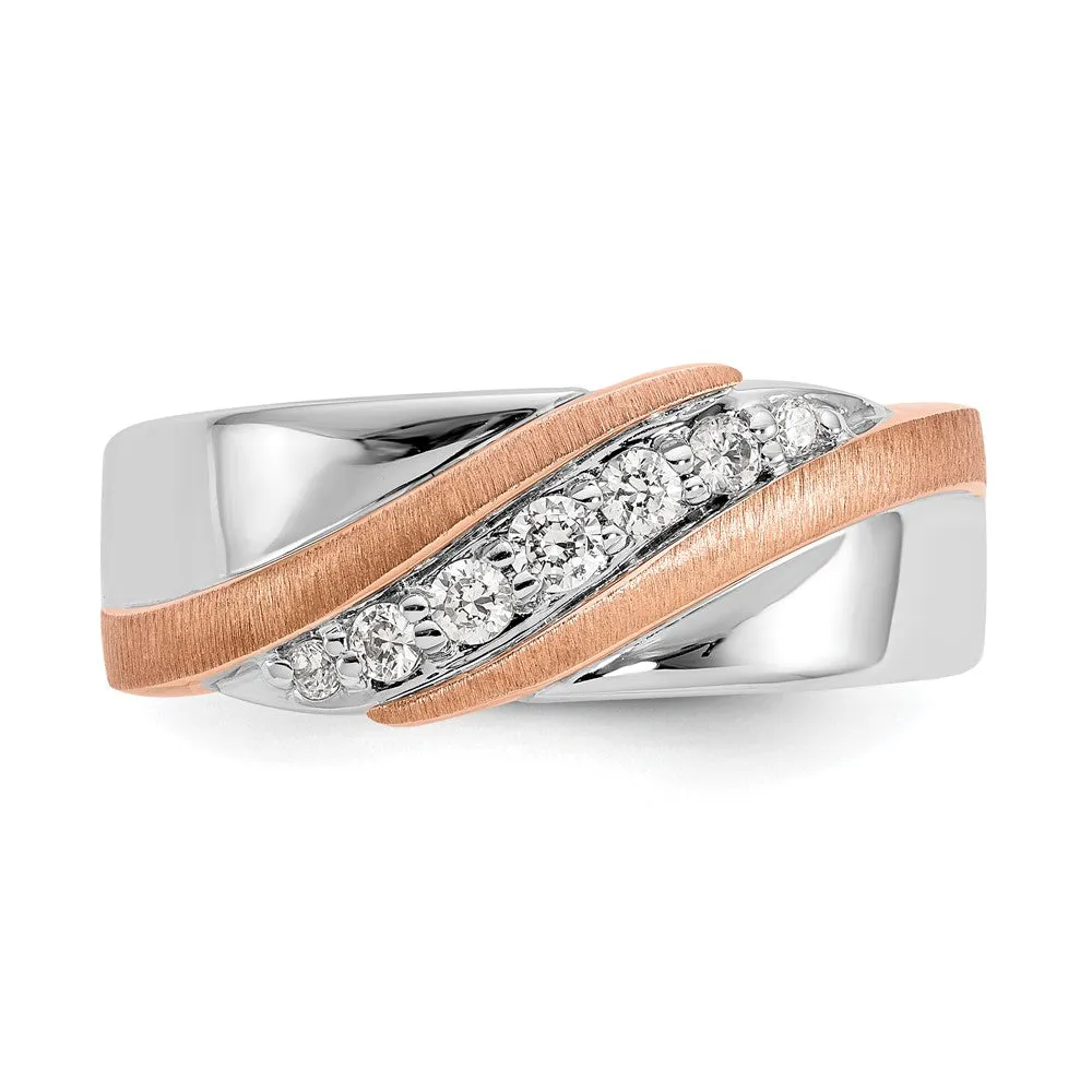14k Two-tone Lab Grown Diamond Wedding Band Ring 0.33Ct Clarity- VS Color- D-E