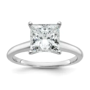 14k White Gold 2 1/2 Ct Princess Lab Grown Diamond Solitare Engagement Ring