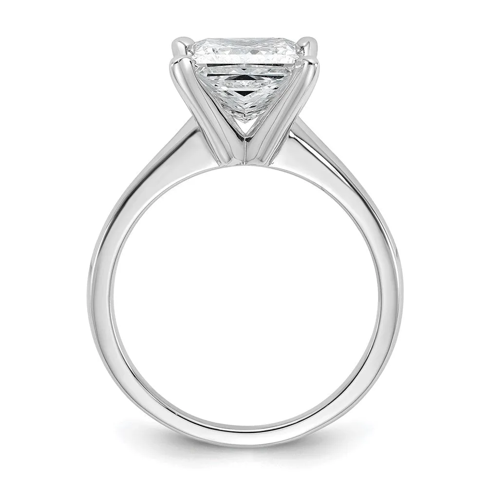 14k White Gold 2 1/2 Ct Princess Lab Grown Diamond Solitare Engagement Ring