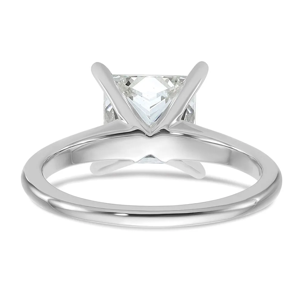 14k White Gold 2 1/2 Ct Princess Lab Grown Diamond Solitare Engagement Ring