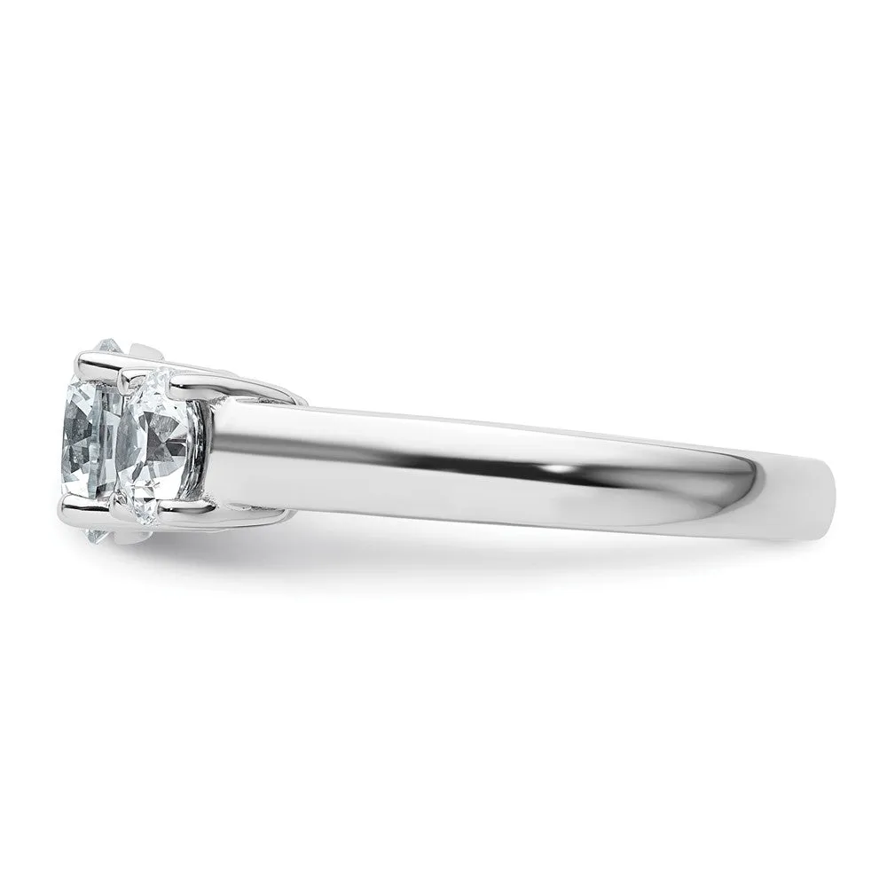 14k White Gold 2 Ct Lab Grown Diamond Three Stone Engagement Ring