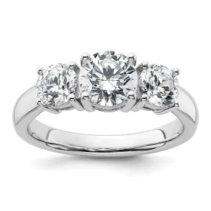 14k White Gold 2 Ct Lab Grown Diamond Three Stone Engagement Ring