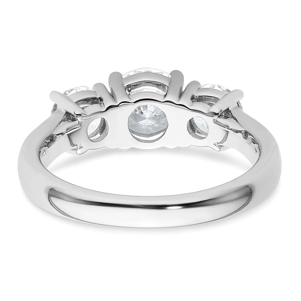 14k White Gold 2 Ct Lab Grown Diamond Three Stone Engagement Ring