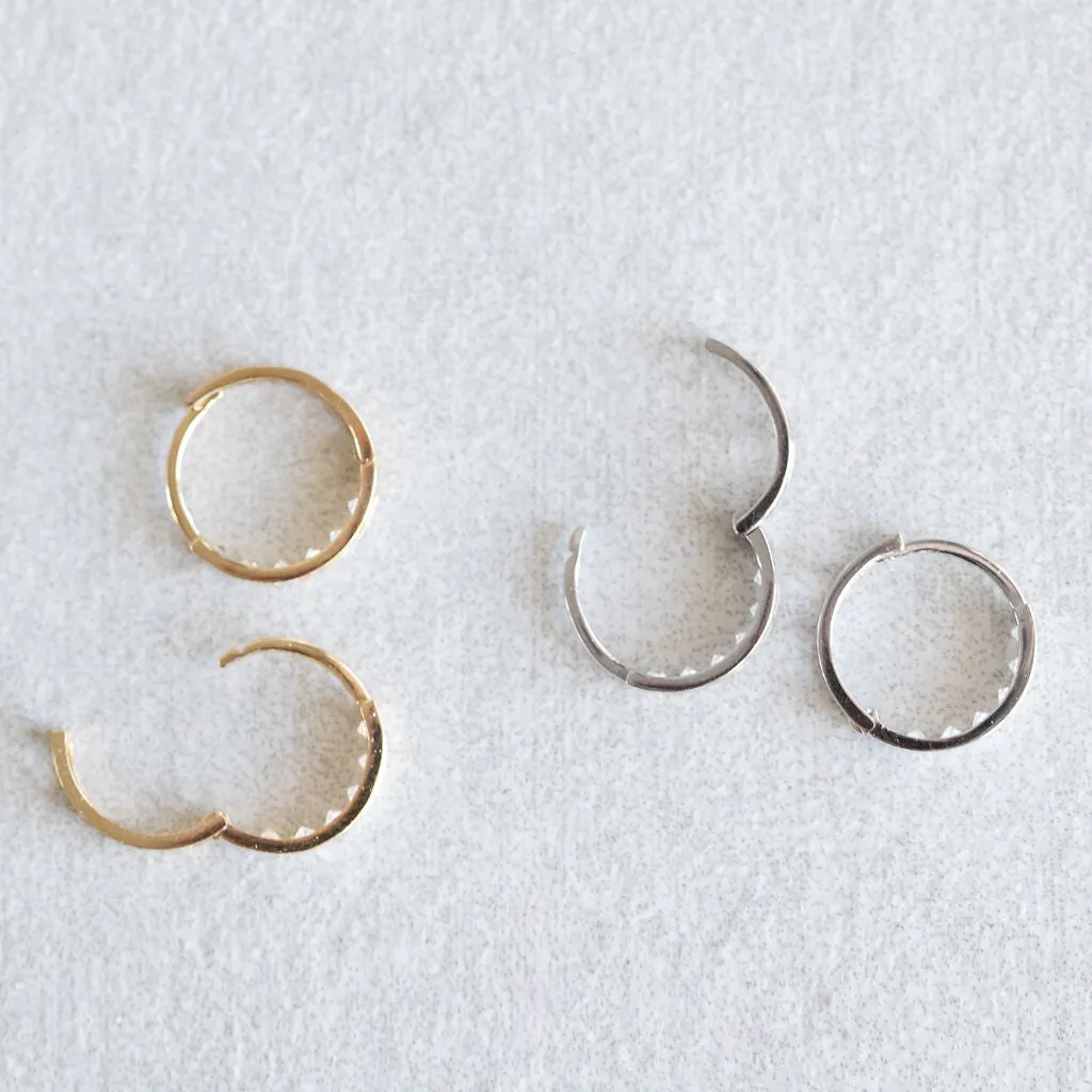 14K White Gold Classic Huggie Hoops