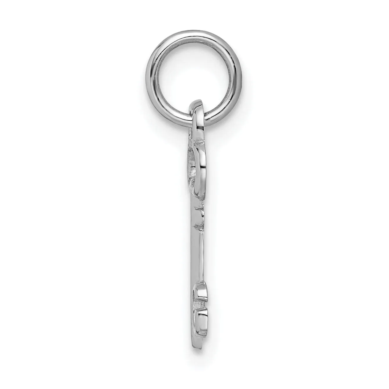 14K White Gold Fancy Key Shape Design Letter G Initial Charm Pendant
