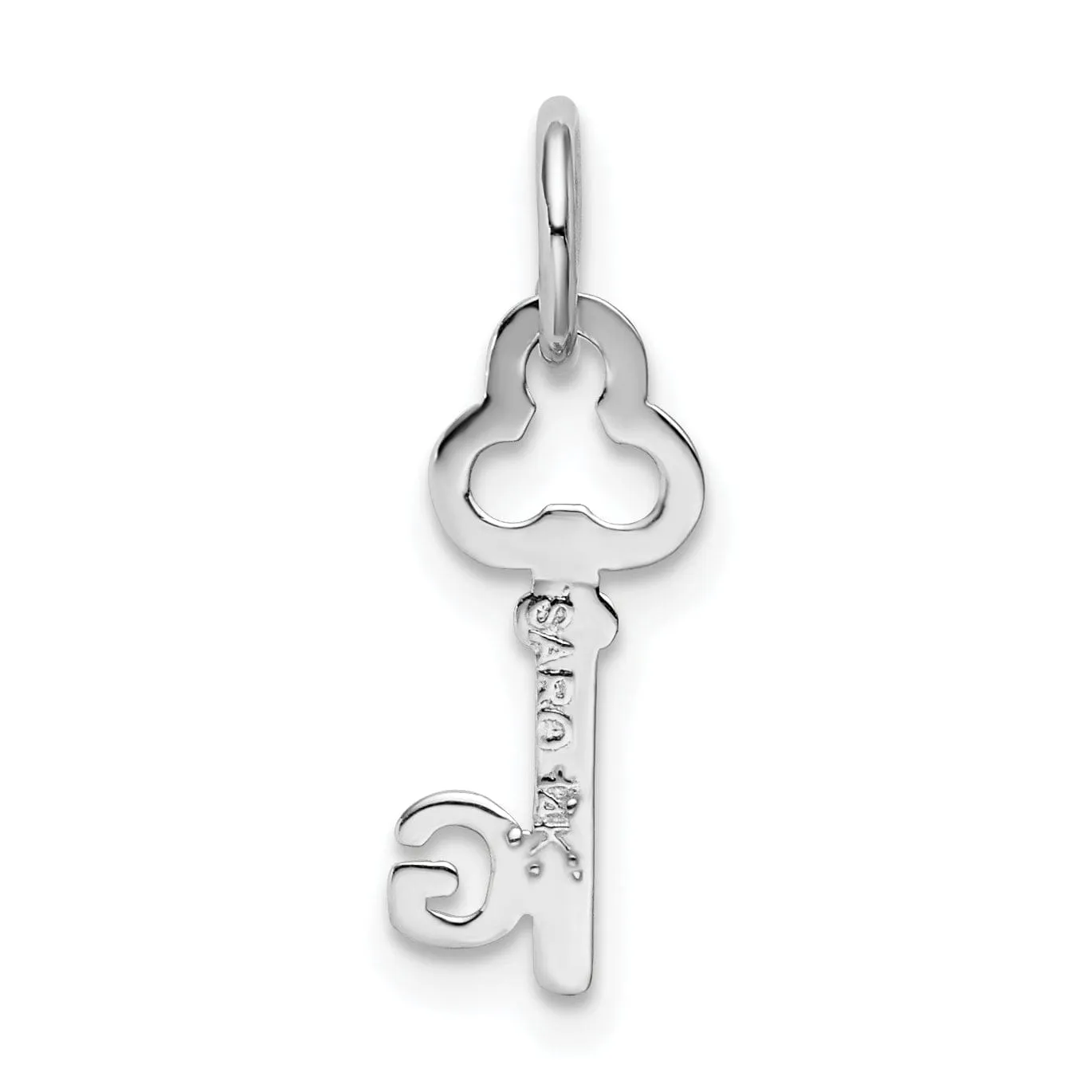 14K White Gold Fancy Key Shape Design Letter G Initial Charm Pendant