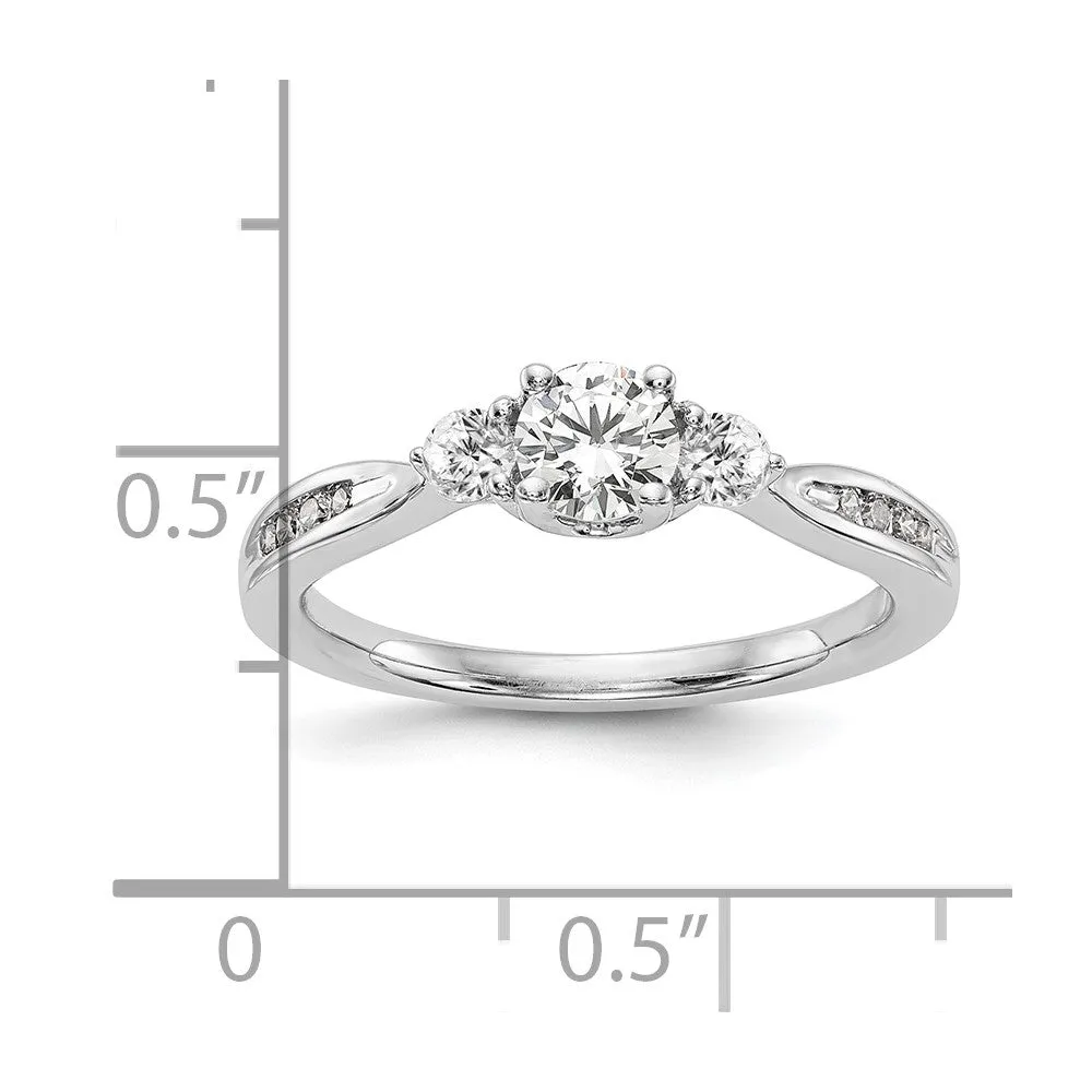 14k White Gold Lab Grown Diamond 3-Stone Band Ring 0.6Ct Clarity- VS Color- G-H