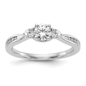 14k White Gold Lab Grown Diamond 3-Stone Band Ring 0.6Ct Clarity- VS Color- G-H