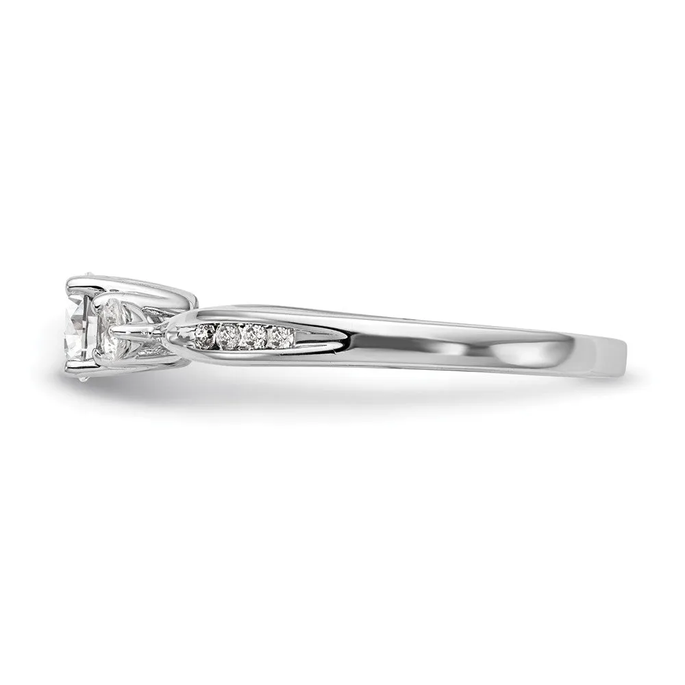 14k White Gold Lab Grown Diamond 3-Stone Band Ring 0.6Ct Clarity- VS Color- G-H