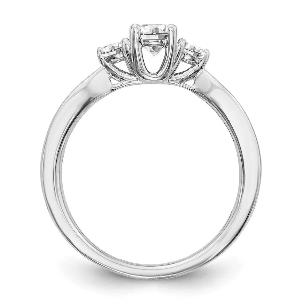 14k White Gold Lab Grown Diamond 3-Stone Band Ring 0.6Ct Clarity- VS Color- G-H