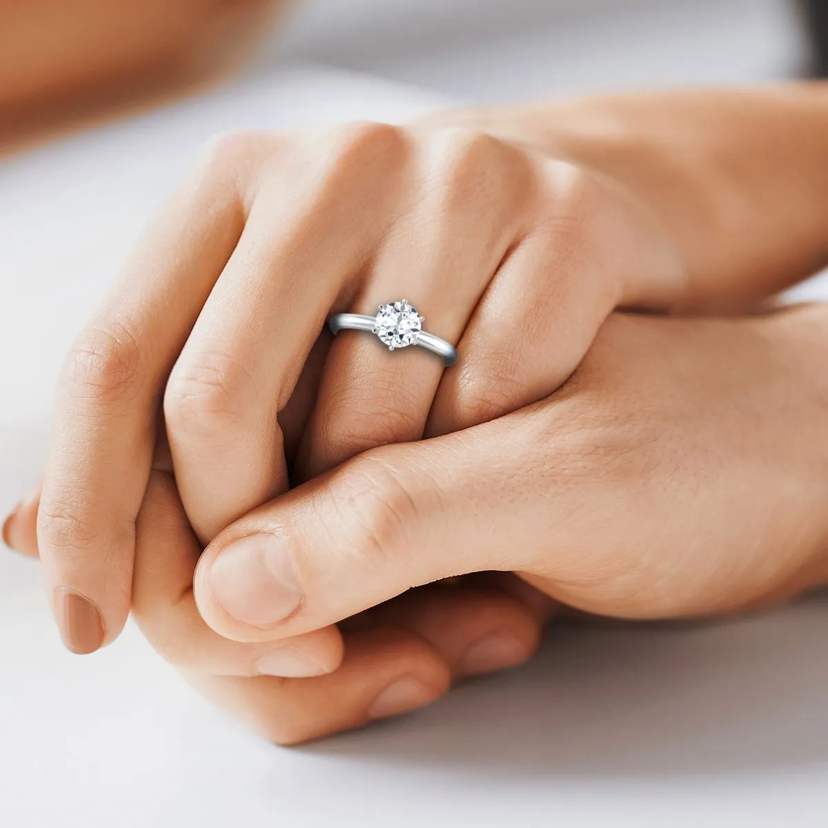 14K White Gold Round Brilliant  Timeless Comfort Fit Engagement Ring
