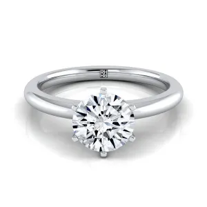 14K White Gold Round Brilliant  Timeless Comfort Fit Engagement Ring