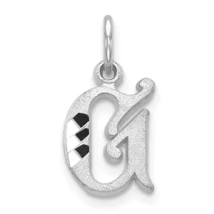 14k White Gold  Small Script Design Letter G Initial Charm Pendant