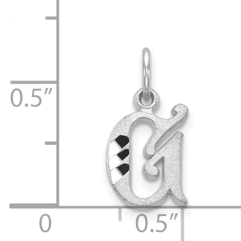 14k White Gold  Small Script Design Letter G Initial Charm Pendant
