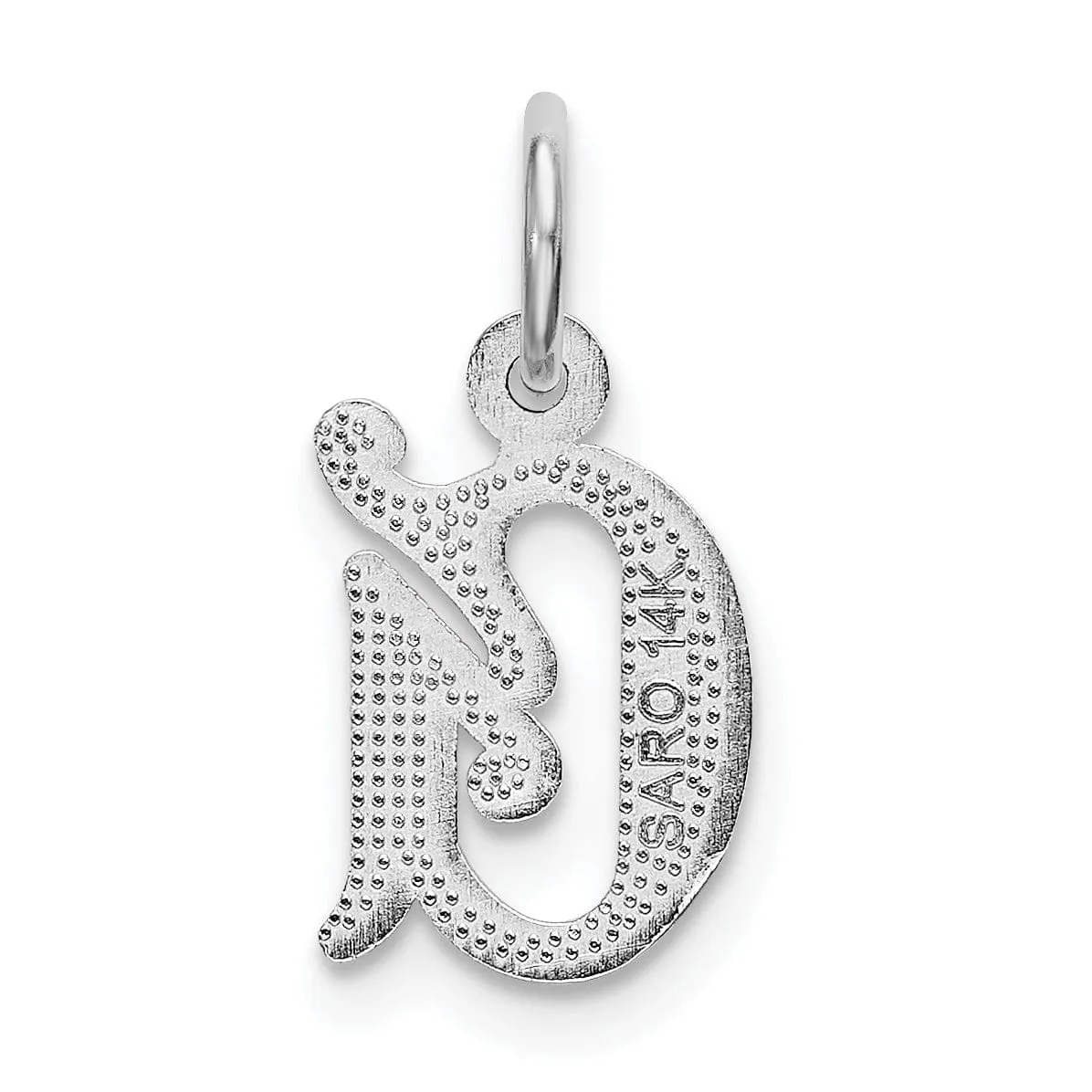 14k White Gold  Small Script Design Letter G Initial Charm Pendant