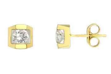 14K Yellow Gold Diamond Stud Earrings