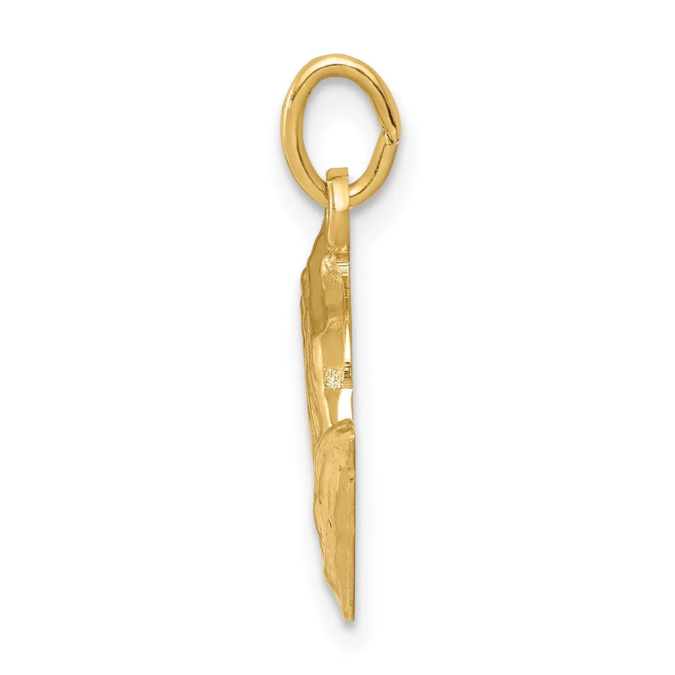 14k Yellow Gold Polished Finish Solid Flat Back Praying Hands Pendant