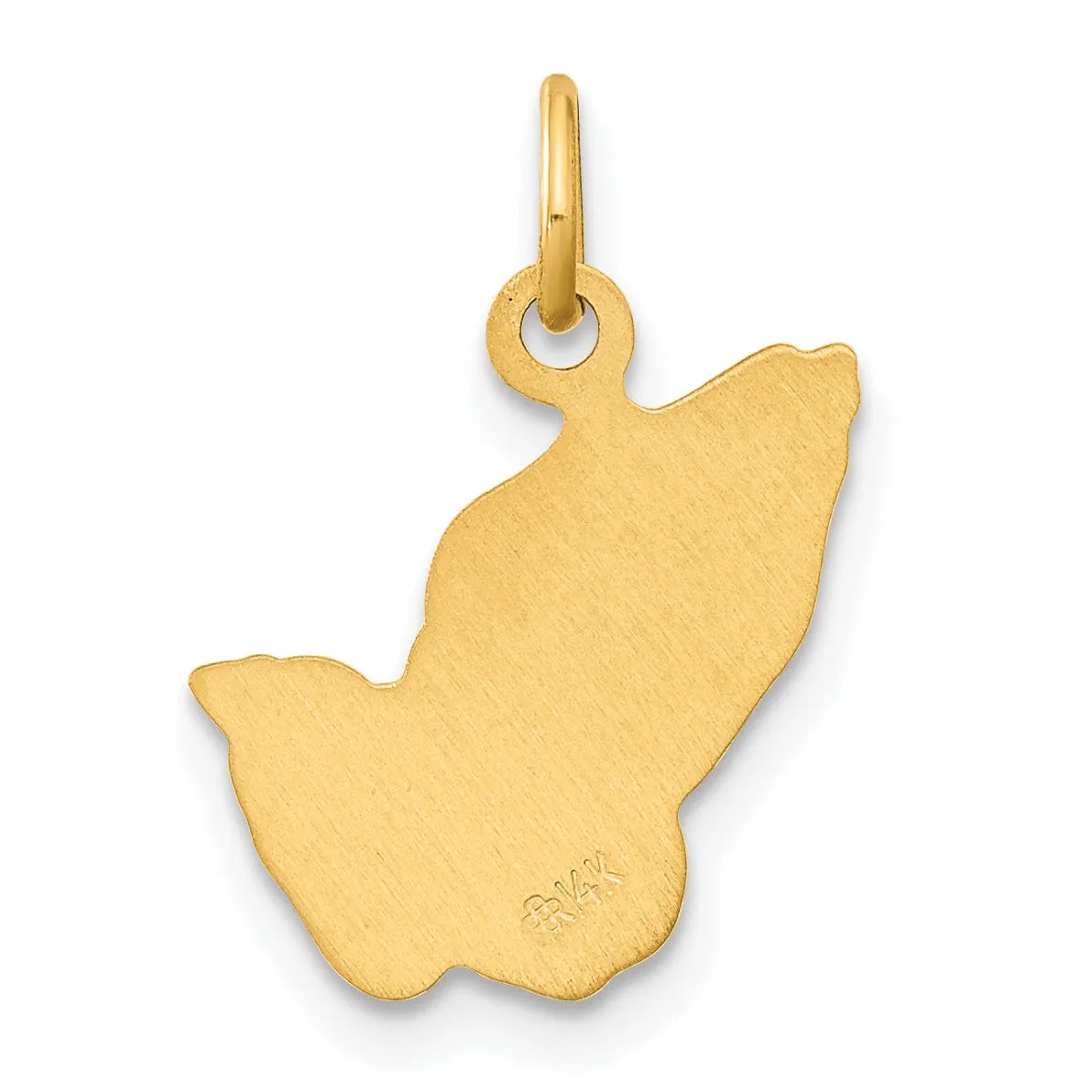 14k Yellow Gold Polished Finish Solid Flat Back Praying Hands Pendant