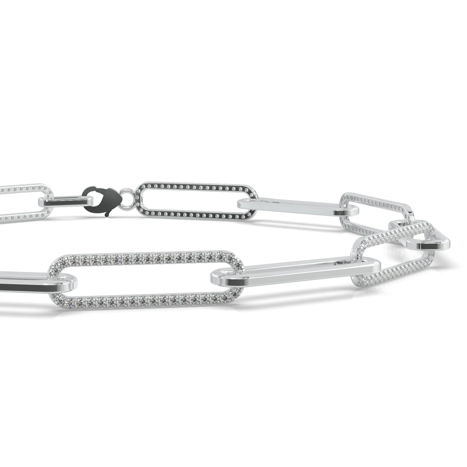 1.57CT T.W. Natural Diamond Paperclip Chain Bracelet 18K Solid Gold