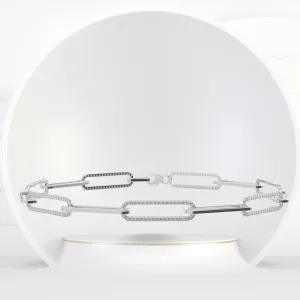 1.57CT T.W. Natural Diamond Paperclip Chain Bracelet 18K Solid Gold